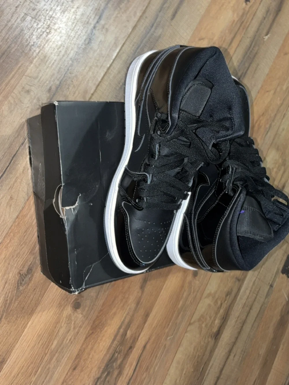 Jordan Black with White Sole High-Top Sneakers